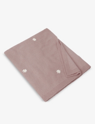 THE LITTLE WHITE COMPANY: Daisy-embroidered cotton-blend blanket 75cm x 100cm