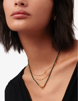 Missoma X Harris Reed In Good Hands Beaded Gemstone Necklace In Gold