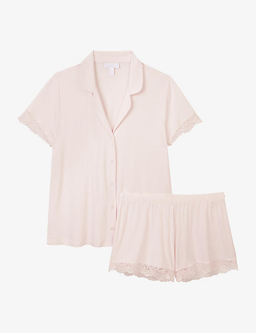 THE WHITE COMPANY: Emilie lace-trim stretch-jersey pyjama set