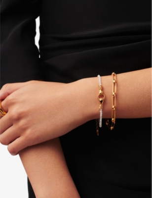Missoma Womens  X Harris Reed Good Hands 18ct Recycled Yellow Gold-plated Brass, Black Onyx And Pearl In Gold