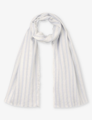 THE WHITE COMPANY: Fringed-edge striped linen scarf