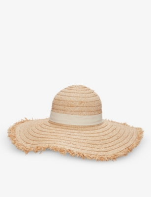 THE WHITE COMPANY: Wide-brim fringed raffia hat