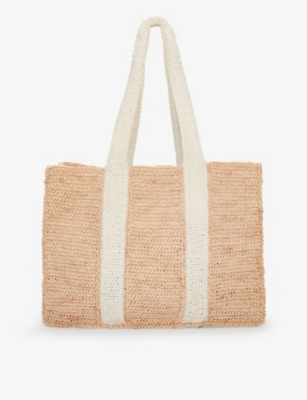 THE WHITE COMPANY: Double-handle crochet raffia beach bag