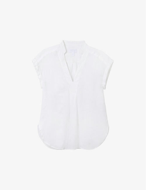 THE WHITE COMPANY: V-neck relaxed-fit linen blouse