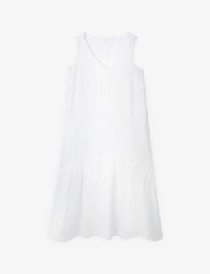 THE WHITE COMPANY: V-neck curved-hem linen maxi dress