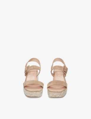 The White Company S  Contrast-wedge Suede Espdarilles In Nude