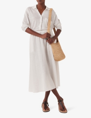 Shop The White Company Womens White Relaxed-fit High-rise Linen Midi Skirt