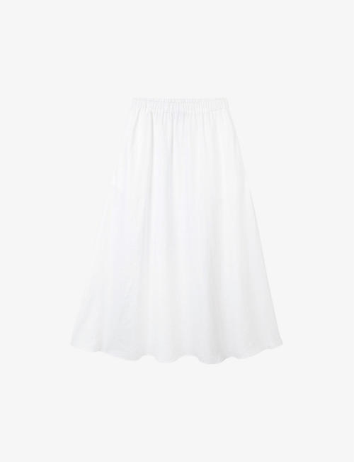 THE WHITE COMPANY: Relaxed-fit high-rise linen midi skirt