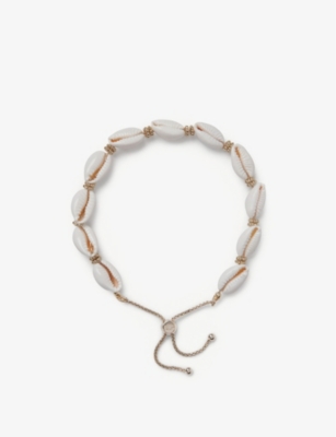 The White Company Womens White Gold Cowrie Shell-embellished Gold-plated Brass Friendship Bracelet In Metallic