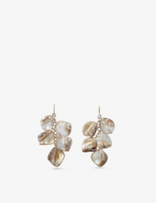 THE WHITE COMPANY: Shell chip gold-plated brass waterfall earrings