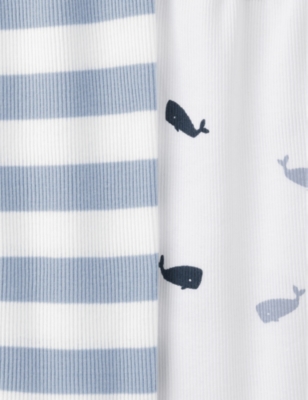 Shop The Little White Company Girls White/blue Kids Striped Whale-print Organic-cotton Pyjamas Set Of Two