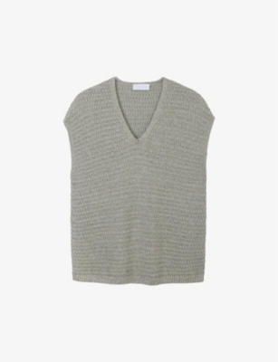 THE WHITE COMPANY: V-neck sleeveless organic-cotton blend knit jumper