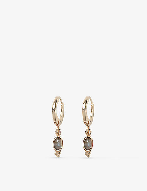 THE WHITE COMPANY: Labradorite gold-plated brass earrings