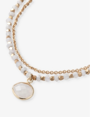 Shop The White Company Women's Gold Moonstone Drop Beaded Gold-plated Brass Bracelet