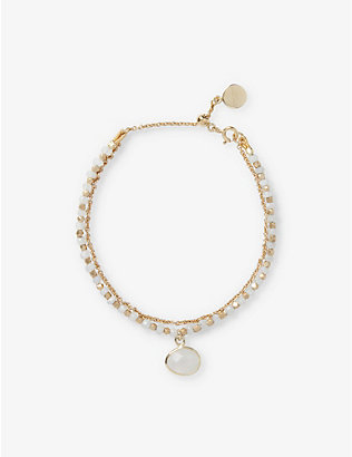 THE WHITE COMPANY: Moonstone drop beaded gold-plated brass bracelet