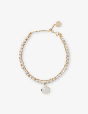 Shop The White Company Women's Gold Moonstone Drop Beaded Gold-plated Brass Bracelet