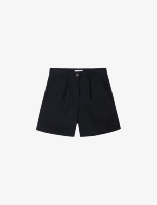 THE WHITE COMPANY: Pleated-front high-rise stretch-organic cotton shorts