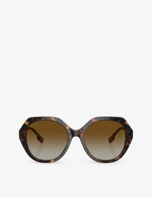 Shop Burberry Women's Brown Be4375 Vanessa Round-frame Acetate Sunglasses