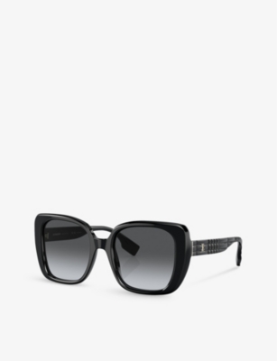 Shop Burberry Women's Black Be4371 Helena Square-frame Acetate Sunglasses