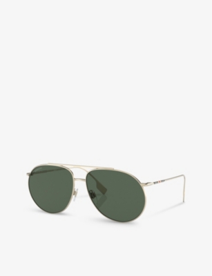 Shop Burberry Women's Gold Be3138 Alice Aviator-frame Metal Sunglasses