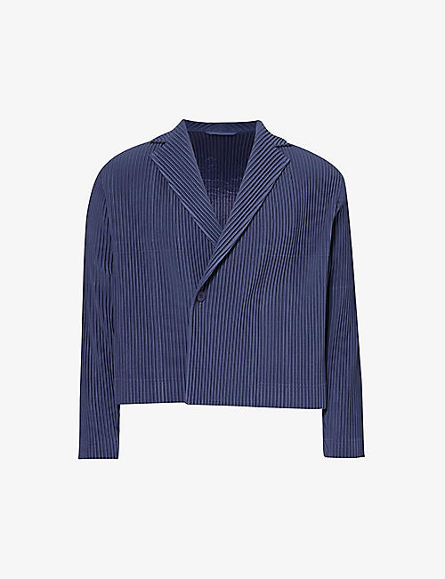 HOMME PLISSE ISSEY MIYAKE: Pleated notched-lapel regular-fit knitted blazer