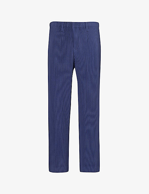 HOMME PLISSE ISSEY MIYAKE: Pleated straight-leg regular-fit knitted trousers