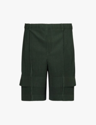 HOMME PLISSE ISSEY MIYAKE: Pleated high-rise knitted shorts