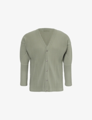 HOMME PLISSE ISSEY MIYAKE: V-neck pleated knitted shirt