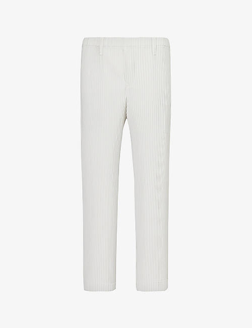 HOMME PLISSE ISSEY MIYAKE: Basic pleated relaxed-fit wide knitted trousers