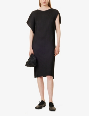 Shop Issey Miyake Women's Black Sleek Sleeveless Woven Midi Dress