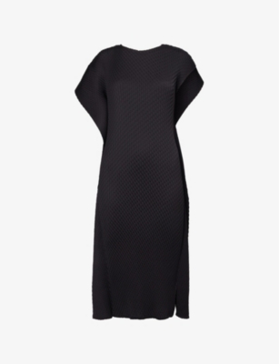 Issey Miyake Womens Black Sleek Sleeveless Woven Midi Dress