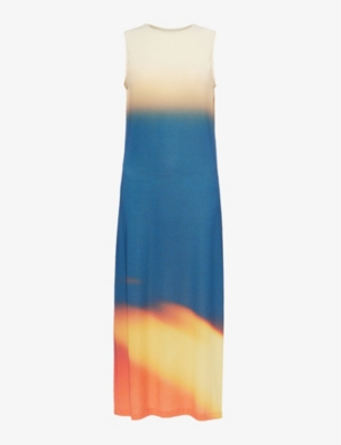 Shop Issey Miyake Women's Terracotta Hued Light Leak Gradient-pattern Jersey Maxi Dress