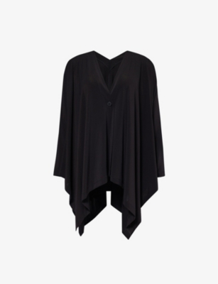 ISSEY MIYAKE: V-neck long-sleeve draped stretch-woven jersey top