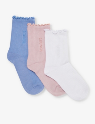LOUNGE UNDERWEAR: Logo-embroidered pack of three knitted socks