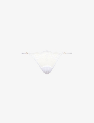 Shop Lounge Underwear Womens White Seduce High-rise Stretch-lace Thong