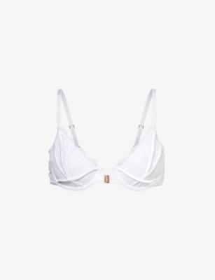 Shop Lounge Underwear Womens White Seduce Floral-embroidered Stretch-lace Bra