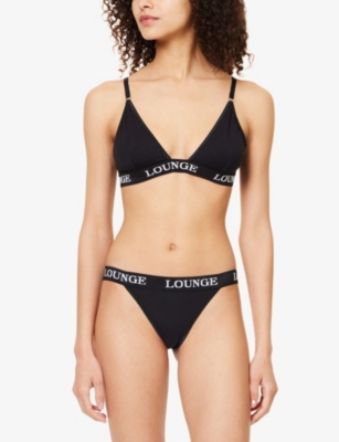 Lounge Underwear Womens All Black Bamboo Branded Stretch-jersey Bra In All Black