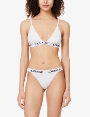 Shop Lounge Underwear Women's All White Bamboo Triangle Branded-underband Stretch-jersey Bra