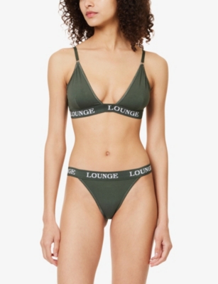 Shop Lounge Underwear Womens Pine Green Bamboo Branded Stretch-jersey Bra