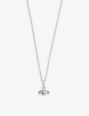 Shop Vivienne Westwood Men's Rhodium/jet Hematite Mayfair Brass And Cubic Zirconia Pendant Necklace