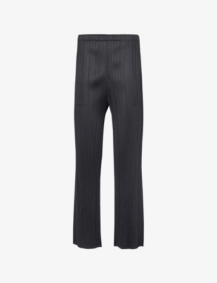 PLEATS PLEASE ISSEY MIYAKE: May crop-leg high-rise knitted trousers