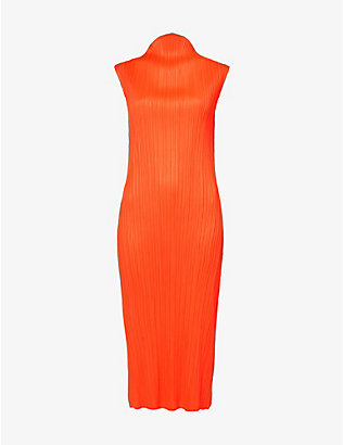 PLEATS PLEASE ISSEY MIYAKE: April high-neck knitted midi dress