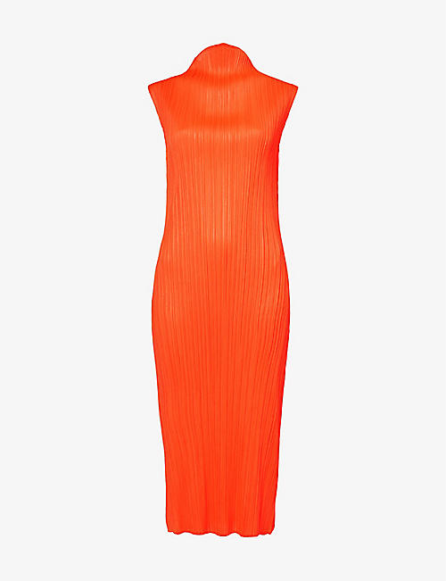 PLEATS PLEASE ISSEY MIYAKE: April high-neck knitted midi dress