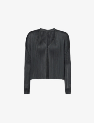 PLEATS PLEASE ISSEY MIYAKE: May V-neck knitted cardigan