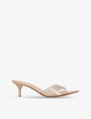 GIANVITO ROSSI: Elle 55 leather and PVC heeled mules