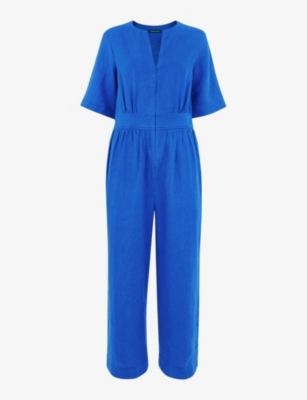 WHISTLES Cosima zip-up linen jumpsuit