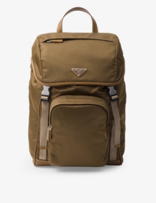 Prada Re-nylon Recycled-nylon And Leather Backpack In Brown