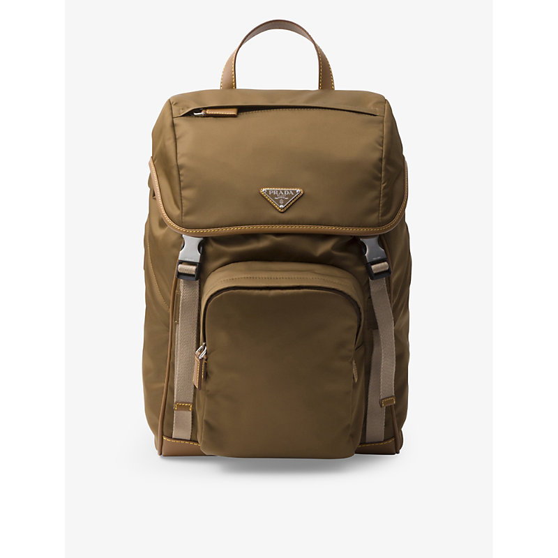 Prada Re-nylon Recycled-nylon And Leather Backpack In Burgundy