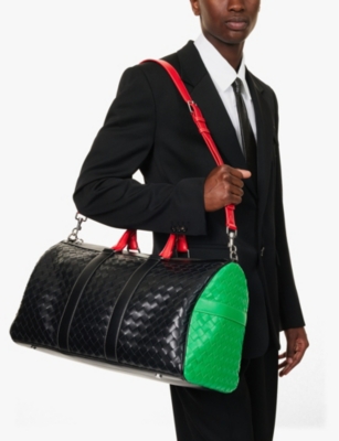 Shop Bottega Veneta Mens B-pa-na/b-pa-d R-n-s Intrecciato Colour-block Leather Holdall
