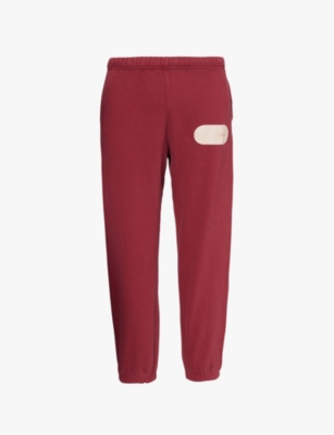 Gallery Dept. Mens Gallery Dept Gd Distressed-print Relaxed-fit Cotton-jersey Jogging Bottoms In Maroon